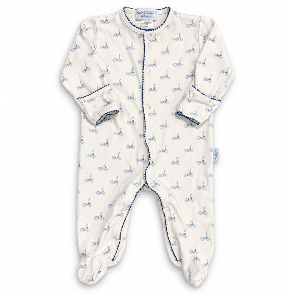 Nantucket Kids Baby Pima One Piece Footed Romper 0-3M Old Money Coastal Preppy